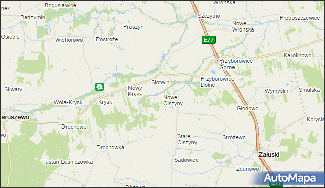 mapa Nowe Olszyny, Nowe Olszyny na mapie Targeo