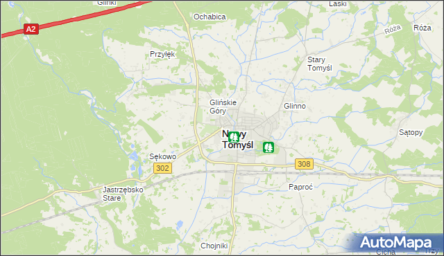 mapa Nowy Tomyśl, Nowy Tomyśl na mapie Targeo