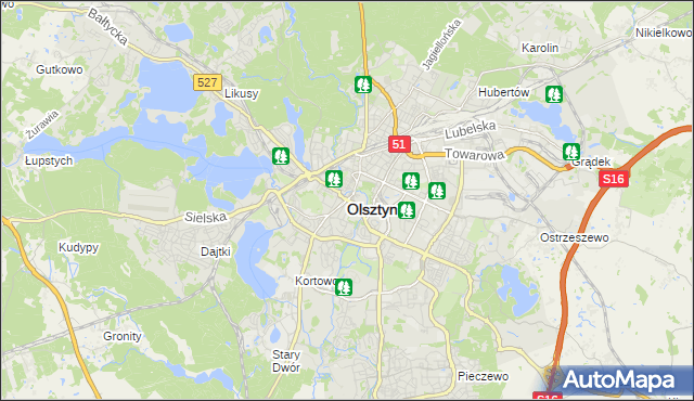 mapa Olsztyna, Olsztyn na mapie Targeo