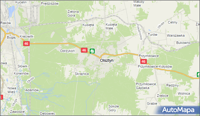 mapa Olsztyn powiat częstochowski, Olsztyn powiat częstochowski na mapie Targeo