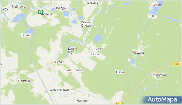 mapa Orłowo gmina Nidzica, Orłowo gmina Nidzica na mapie Targeo