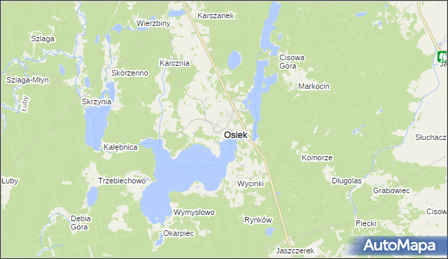 mapa Osiek powiat starogardzki, Osiek powiat starogardzki na mapie Targeo