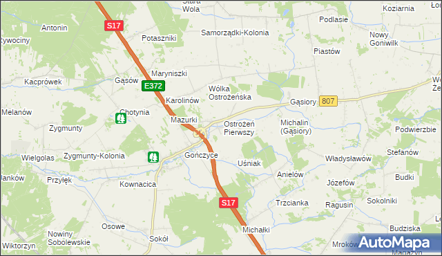 mapa Ostrożeń Drugi, Ostrożeń Drugi na mapie Targeo