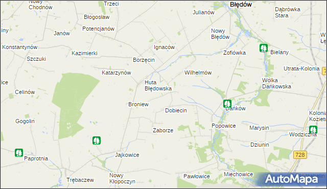 mapa Pelinów gmina Błędów, Pelinów gmina Błędów na mapie Targeo