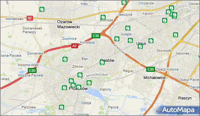 mapa Piastów powiat pruszkowski, Piastów powiat pruszkowski na mapie Targeo