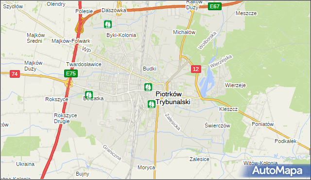 mapa Piotrków Trybunalski, Piotrków Trybunalski na mapie Targeo