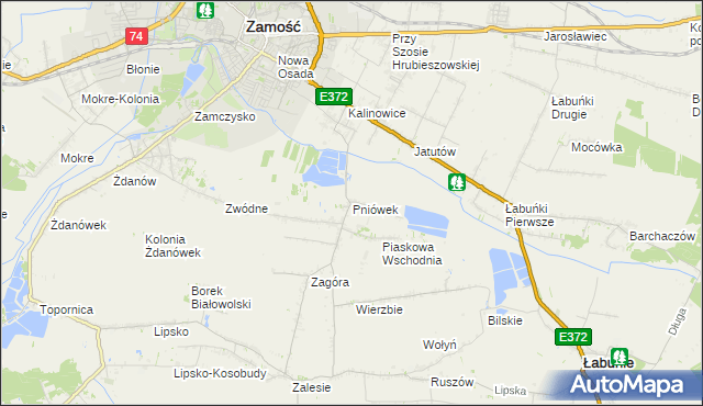 mapa Pniówek gmina Zamość, Pniówek gmina Zamość na mapie Targeo