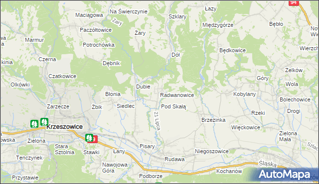 mapa Radwanowice, Radwanowice na mapie Targeo