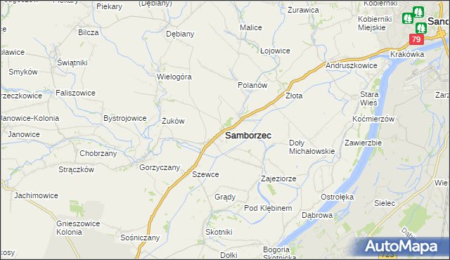 mapa Samborzec, Samborzec na mapie Targeo