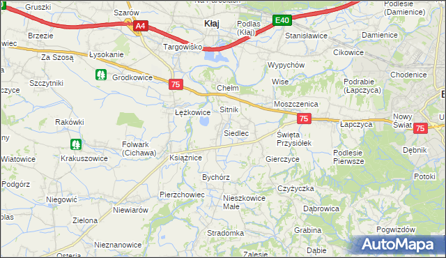 mapa Siedlec gmina Bochnia, Siedlec gmina Bochnia na mapie Targeo