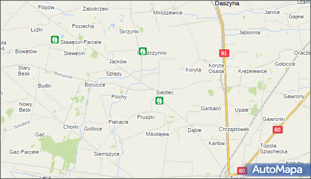 mapa Siedlec gmina Łęczyca, Siedlec gmina Łęczyca na mapie Targeo