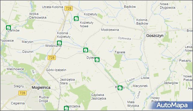 mapa Sielec gmina Goszczyn, Sielec gmina Goszczyn na mapie Targeo