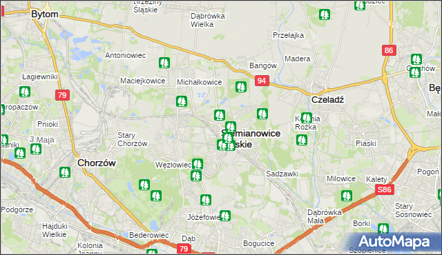 mapa Siemianowice Śląskie, Siemianowice Śląskie na mapie Targeo