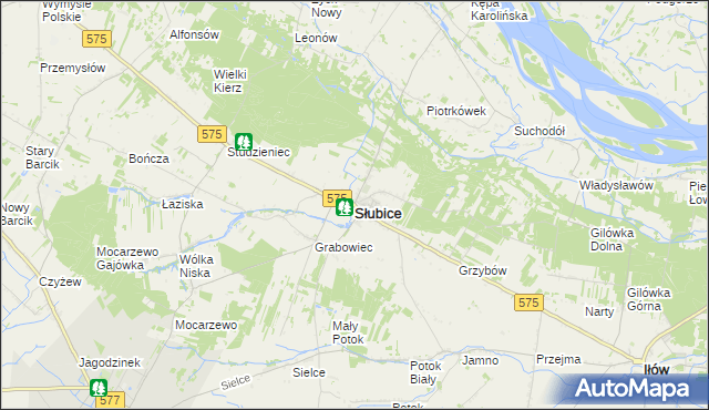 mapa Słubice powiat płocki, Słubice powiat płocki na mapie Targeo