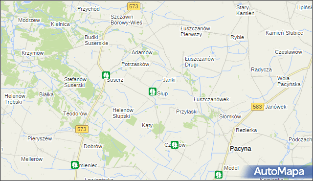 mapa Słup gmina Szczawin Kościelny, Słup gmina Szczawin Kościelny na mapie Targeo