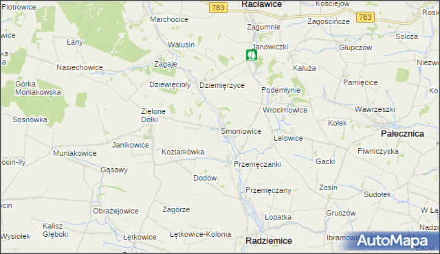 mapa Smoniowice, Smoniowice na mapie Targeo