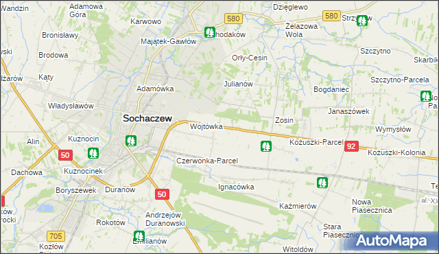 mapa Sochaczew-Wieś, Sochaczew-Wieś na mapie Targeo