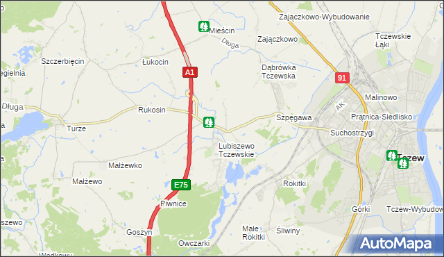 mapa Stanisławie gmina Tczew, Stanisławie gmina Tczew na mapie Targeo