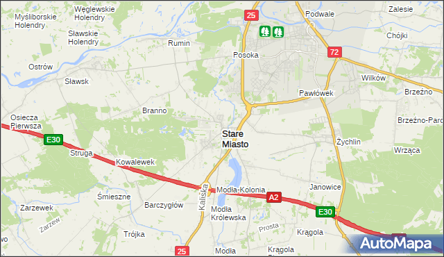 mapa Stare Miasto powiat koniński, Stare Miasto powiat koniński na mapie Targeo