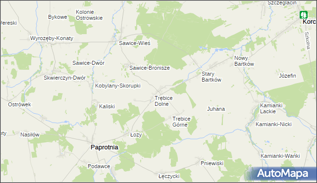 mapa Stare Trębice, Stare Trębice na mapie Targeo