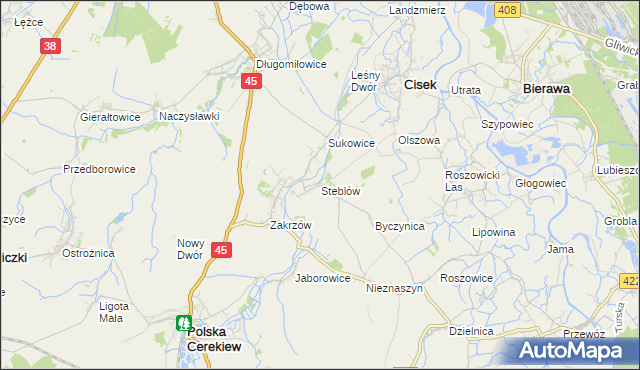 mapa Steblów gmina Cisek, Steblów gmina Cisek na mapie Targeo
