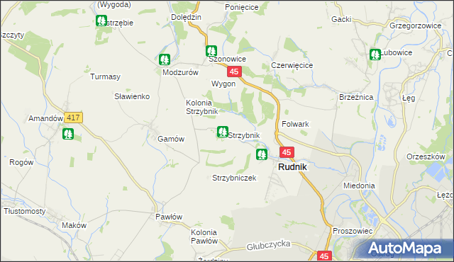 mapa Strzybnik, Strzybnik na mapie Targeo