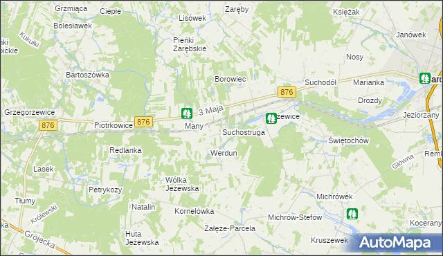 mapa Suchostruga, Suchostruga na mapie Targeo