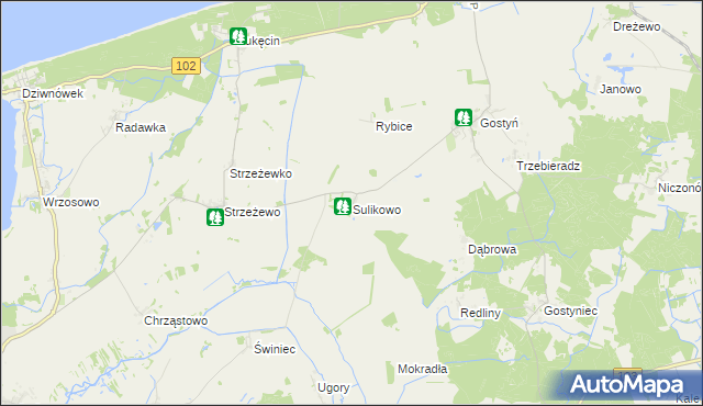 mapa Sulikowo gmina Świerzno, Sulikowo gmina Świerzno na mapie Targeo