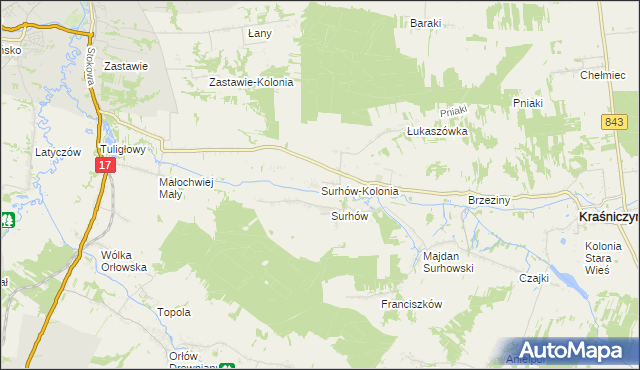 mapa Surhów-Kolonia, Surhów-Kolonia na mapie Targeo