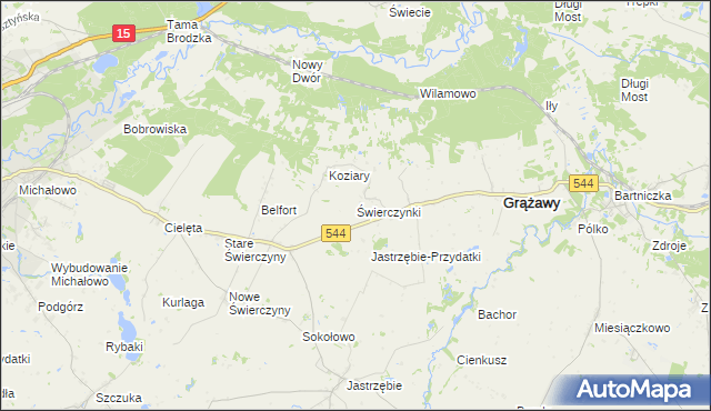 mapa Świerczynki gmina Bartniczka, Świerczynki gmina Bartniczka na mapie Targeo