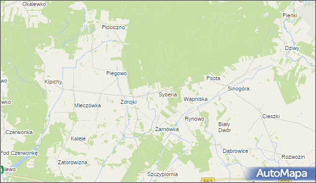 mapa Syberia gmina Lubowidz, Syberia gmina Lubowidz na mapie Targeo