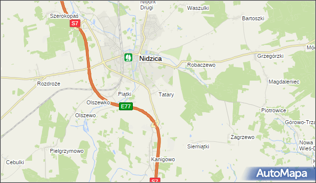 mapa Tatary gmina Nidzica, Tatary gmina Nidzica na mapie Targeo