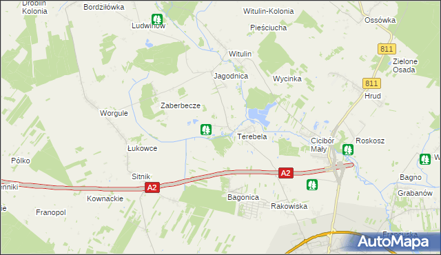 mapa Terebela Kolonia, Terebela Kolonia na mapie Targeo