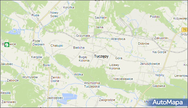 mapa Tuczępy powiat buski, Tuczępy powiat buski na mapie Targeo