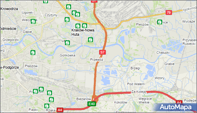 mapa Ulica gmina Kraków, Ulica gmina Kraków na mapie Targeo