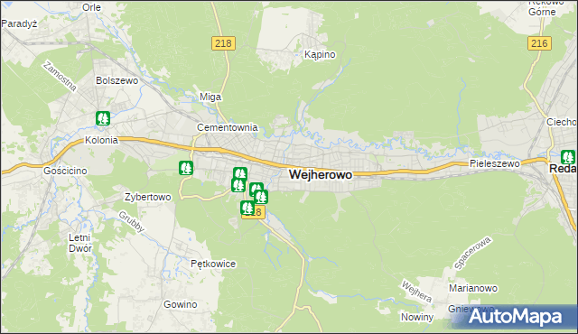 mapa Wejherowo, Wejherowo na mapie Targeo
