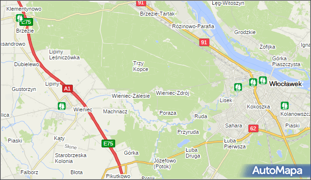 mapa Wieniec-Zdrój, Wieniec-Zdrój na mapie Targeo