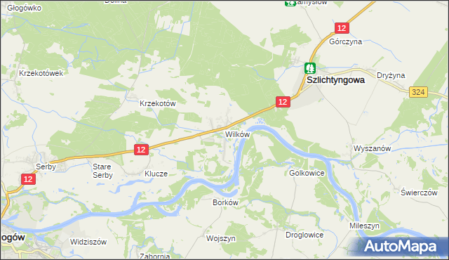 mapa Wilków gmina Głogów, Wilków gmina Głogów na mapie Targeo