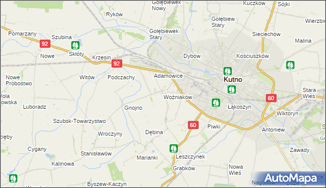 mapa Woźniaków, Woźniaków na mapie Targeo