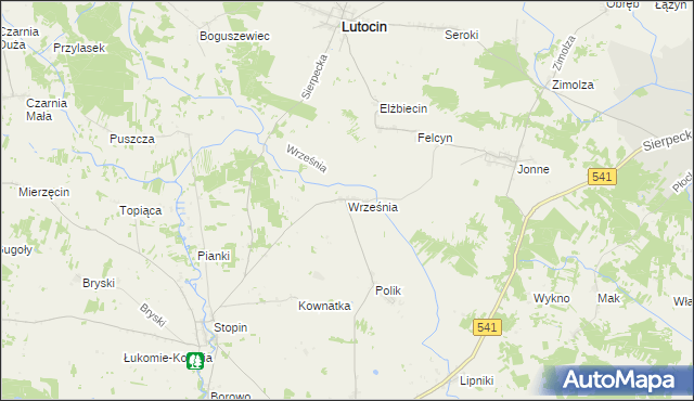 mapa Września gmina Rościszewo, Września gmina Rościszewo na mapie Targeo