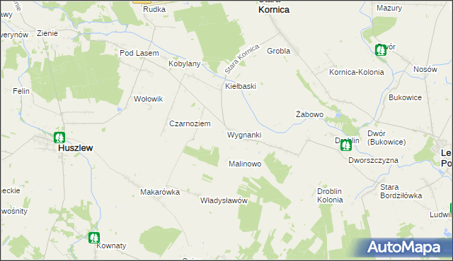 mapa Wygnanki, Wygnanki na mapie Targeo