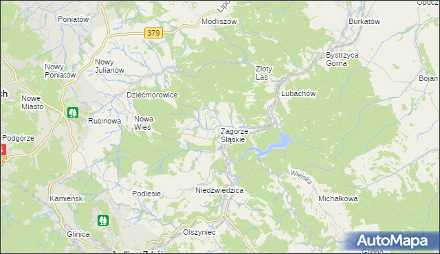 mapa Zagórze Śląskie, Zagórze Śląskie na mapie Targeo