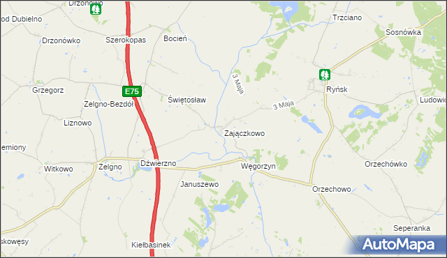 mapa Zajączkowo gmina Chełmża, Zajączkowo gmina Chełmża na mapie Targeo