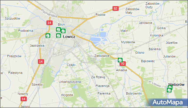 mapa Zielkowice, Zielkowice na mapie Targeo