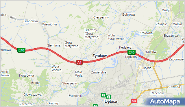 mapa Żyraków, Żyraków na mapie Targeo