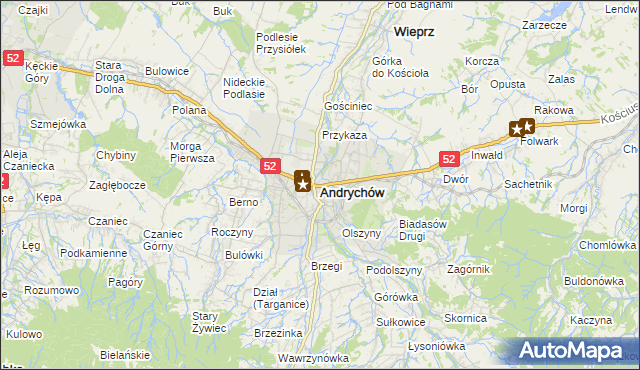 mapa Andrychów, Andrychów na mapie Targeo