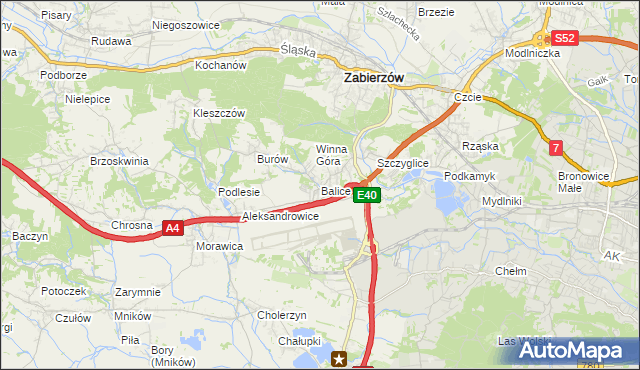mapa Balice gmina Zabierzów, Balice gmina Zabierzów na mapie Targeo