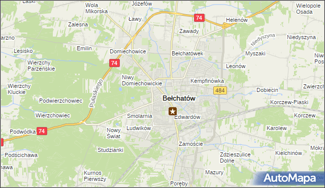 mapa Bełchatów, Bełchatów na mapie Targeo