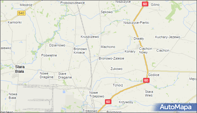 mapa Bronowo-Zalesie, Bronowo-Zalesie na mapie Targeo