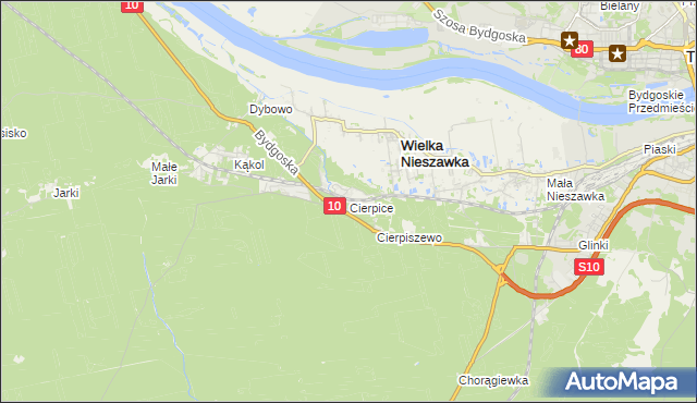 mapa Cierpice gmina Wielka Nieszawka, Cierpice gmina Wielka Nieszawka na mapie Targeo